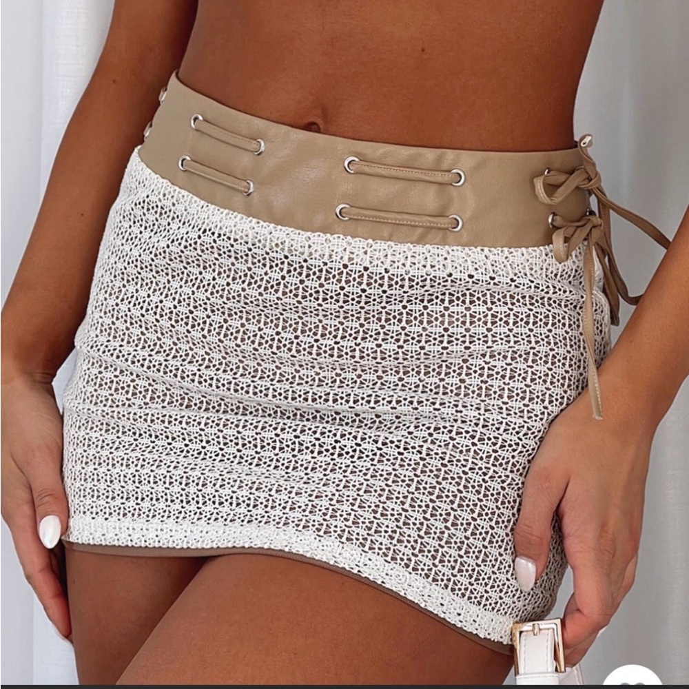 White Fox Crochet Lace Mini Skirt NWT